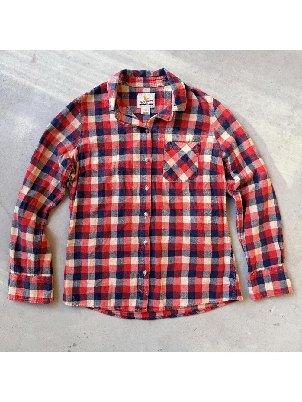 Field & Stream Women's Red, Navy, and Cream Plaid Casual Shirt Size Small